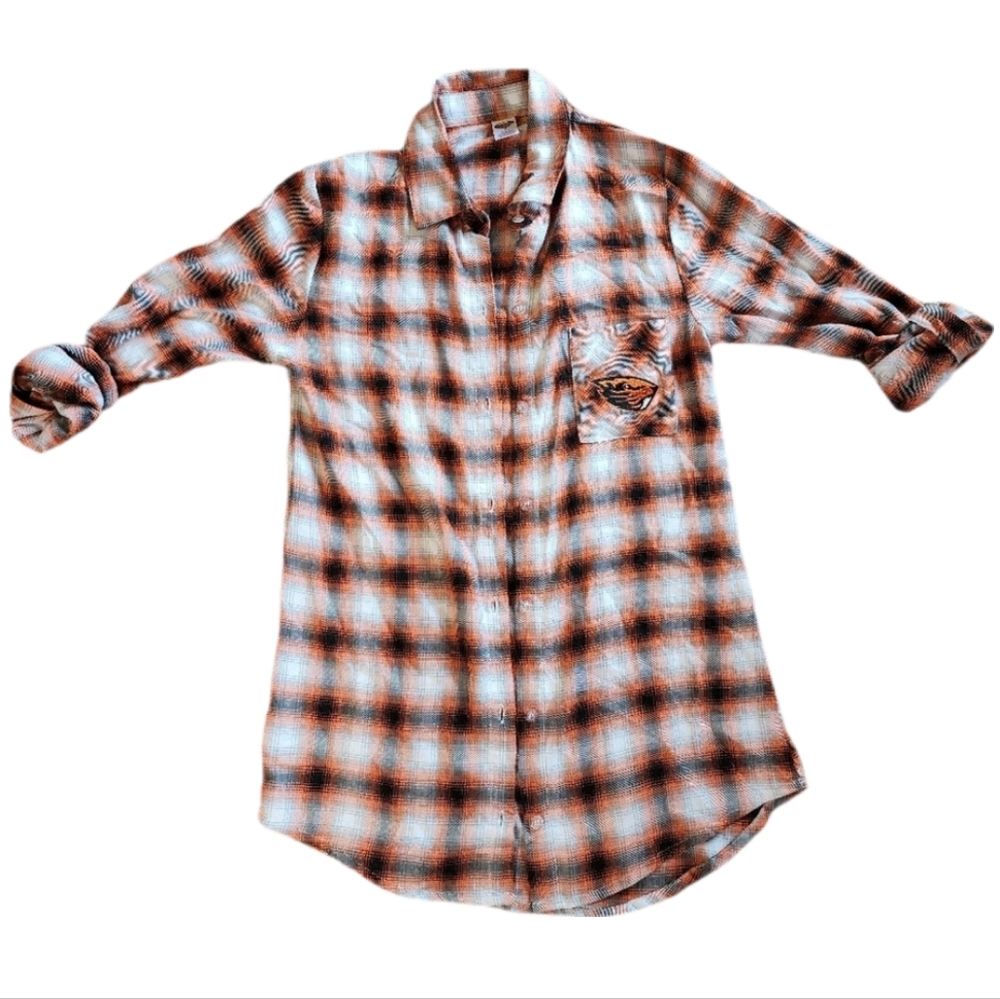 Oregon State Beavers Womens Long Roll Sleeve Button Up Tunic Shirt Small NWOT